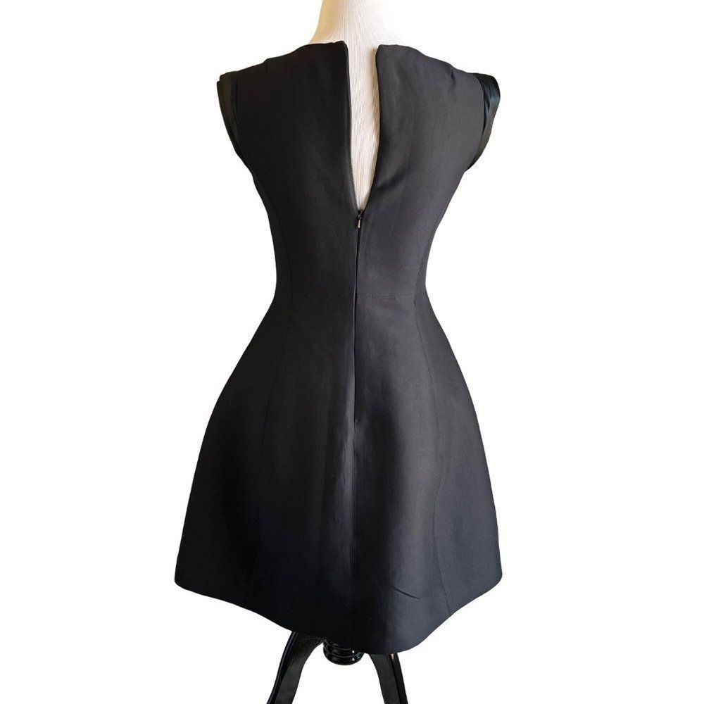 Halston Heritage A Line Black Dress Pockets Size 4 - Picture 3 of 9